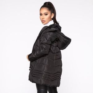 Long Black Fashion Nova Puffer Coat Size Large